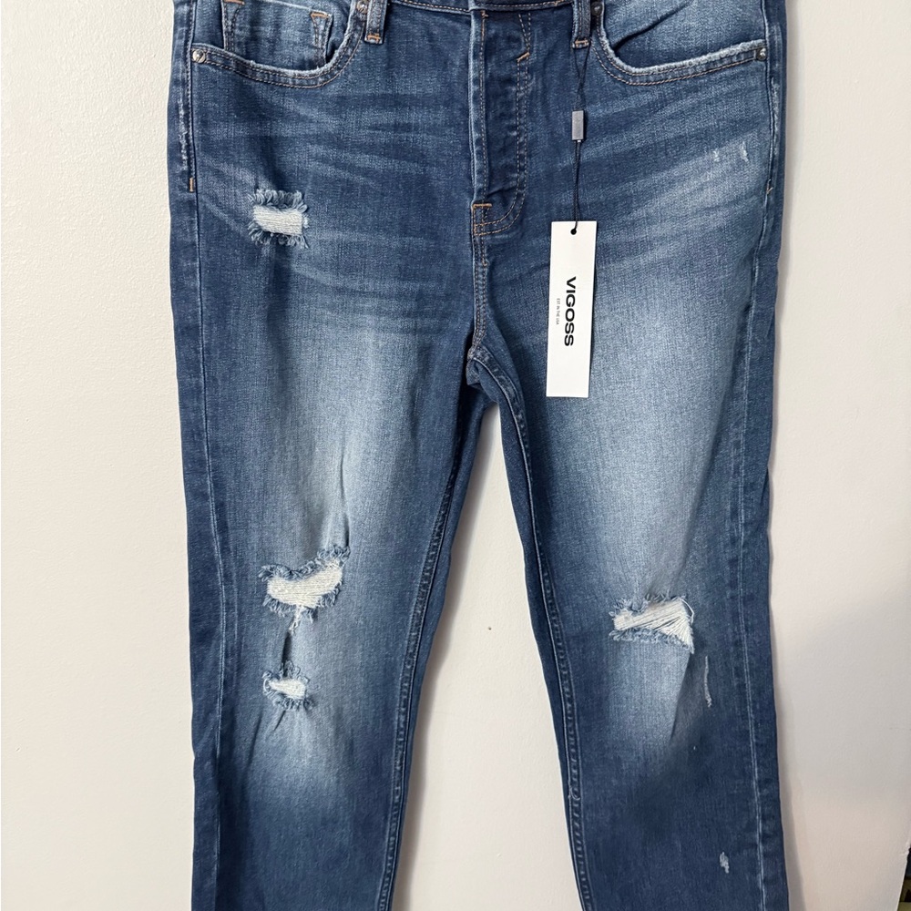 Vigoss Women's Distressed Blue Jeans Slim Straight size 29